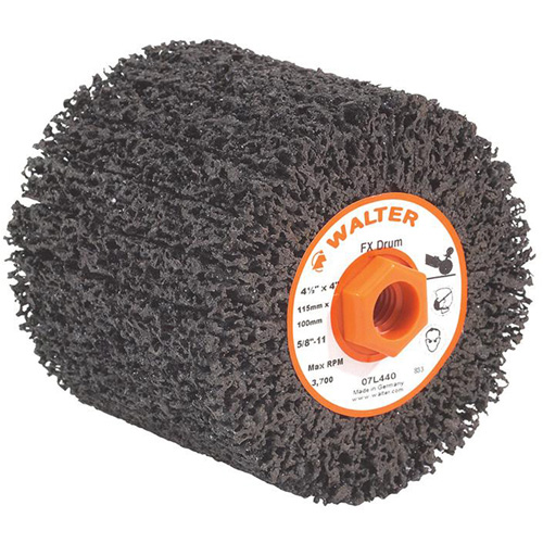 Tambour de finition FX, 4-1/4" dia. x 4" la, 5/8"-11 Arbre, Grain Cors&eacute; Distribution Industrielle GC