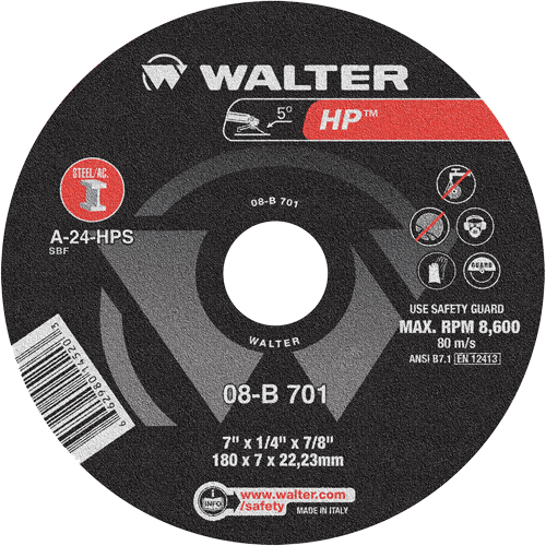 HP Depressed Center Grinding Wheel, 7" x 1/4", 7/8" Arbor, Type 28 Distribution Industrielle GC