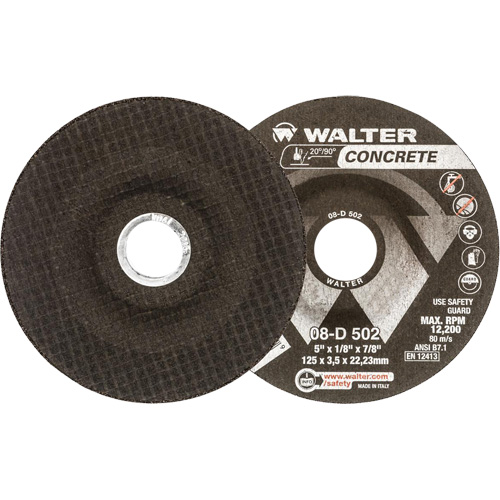 Meules &agrave; moyeu d&eacute;port&eacute; - B&eacute;ton type 27, 5" x 1/8", Arbre de 7/8", Type 27 Distribution Industrielle GC