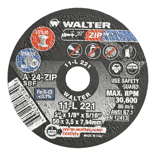 Meules &agrave; tronçonner renforc&eacute;es portatives de petit diam&egrave;tre - Zip, 2" x 1/8", Arbre de 5/16", Type 1, Oxyde d'aluminium, 31000 Tr/min Distribution Industrielle GC