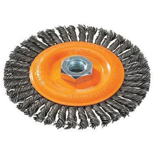Stringer Bead Knotted Wire Brush, 4" Dia., 0.02" Fill, 5/8"-11 Arbor, Steel Distribution Industrielle GC
