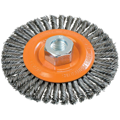 Stringer Bead Knotted Wire Brush, 4-1/2" Dia., 0.02" Fill, 5/8"-11 Arbor, Steel Distribution Industrielle GC
