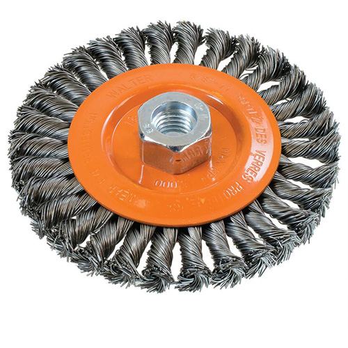 Wide Knotted Wire Wheel Brush, 5" Dia., 0.02" Fill, 5/8"-11 Arbor, Steel Distribution Industrielle GC