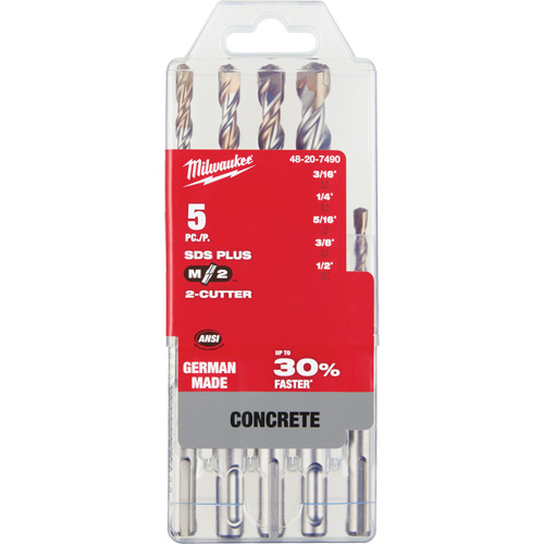 Jeu de forets pour marteau perforateur M/2 SDS-Plus, 5 morceaux, Carbure Distribution Industrielle GC