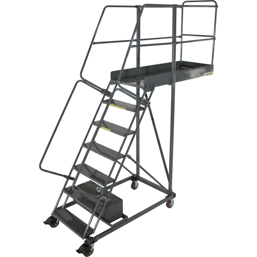 Cantilever Rolling Ladders, Unsupported, 10 Steps, 14" Platform Depth, 100" Platform Height Distribution Industrielle GC