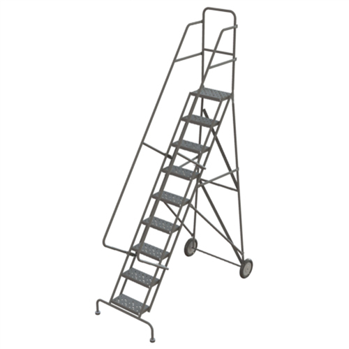 Steel Rolling Ladder, 9 Steps, 16" Step Width, 90" Platform Height, Steel Distribution Industrielle GC