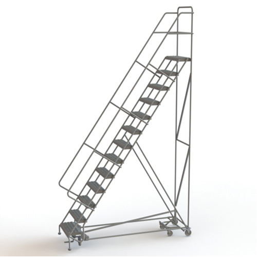 &eacute;chelles roulantes multidirectionnelles, 13 marches, Largeur de la marche 24", Hauteur de la plateforme 130", Acier Distribution Industrielle GC