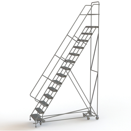 &eacute;chelles roulantes multidirectionnelles, 14 marches, Largeur de la marche 24", Hauteur de la plateforme 140", Acier Distribution Industrielle GC