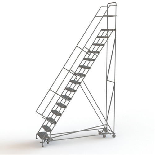&eacute;chelles roulantes multidirectionnelles, 15 marches, Largeur de la marche 24", Hauteur de la plateforme 150", Acier Distribution Industrielle GC