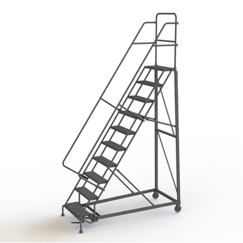 Heavy Duty Rolling Ladder, 10 Steps, 24" Step Width, 100" Platform Height, Steel Distribution Industrielle GC