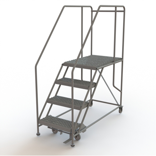 Mobile Work Platform, Steel, 4 Steps, 40" H, 35" D, 24" Step, Serrated Distribution Industrielle GC