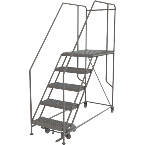 Plateforme de travail mobile, Acier, 5 Marches, 50" ha, 35" p, 24" Marche, Stri&eacute; Distribution Industrielle GC