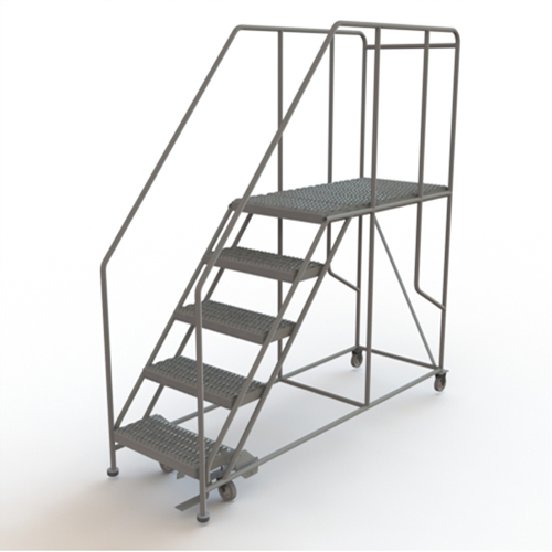Plateforme de travail mobile, Acier, 5 Marches, 50" ha, 47" p, 24" Marche, Stri&eacute; Distribution Industrielle GC