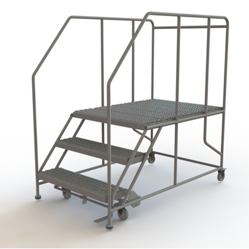 Plateforme de travail mobile, Acier, 3 Marches, 30" ha, 48" p, 36" Marche, Stri&eacute; Distribution Industrielle GC