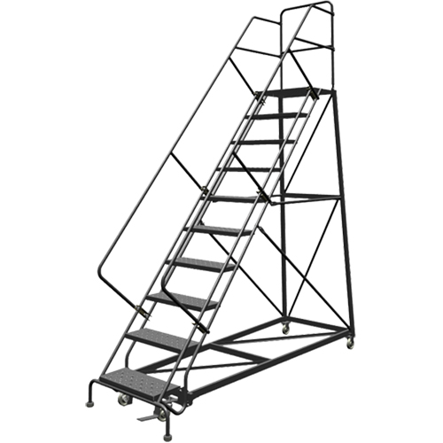 Safety Slope Rolling Ladder, 10 Steps, Perforated, 50° Incline, 100" High Distribution Industrielle GC