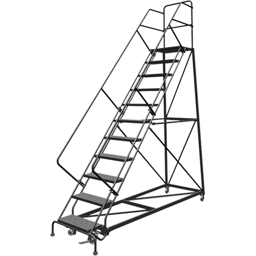 Safety Slope Rolling Ladder, 11 Steps, Perforated, 50° Incline, 110" High Distribution Industrielle GC