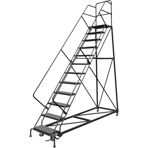 Safety Slope Rolling Ladder, 12 Steps, Perforated, 50° Incline, 120" High Distribution Industrielle GC