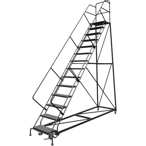 Safety Slope Rolling Ladder, 14 Steps, Perforated, 50° Incline, 140" High Distribution Industrielle GC