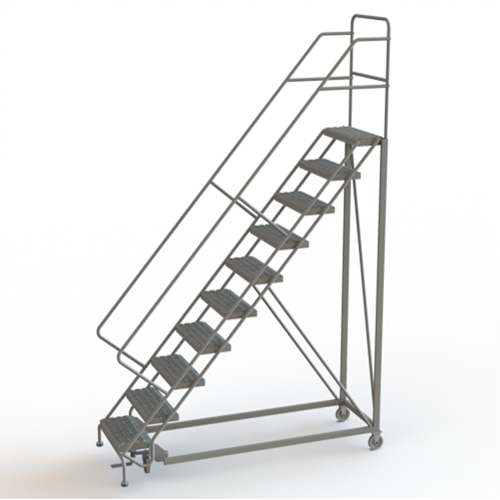 Safety Slope Rolling Ladder, 10 Steps, Serrated, 50° Incline, 100" High Distribution Industrielle GC