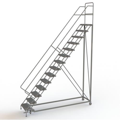 Safety Slope Rolling Ladder, 14 Steps, Serrated, 50° Incline, 140" High Distribution Industrielle GC