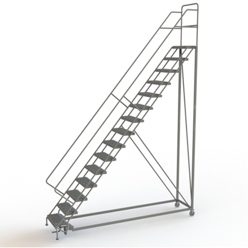 Safety Slope Rolling Ladder, 15 Steps, Serrated, 50° Incline, 150" High Distribution Industrielle GC