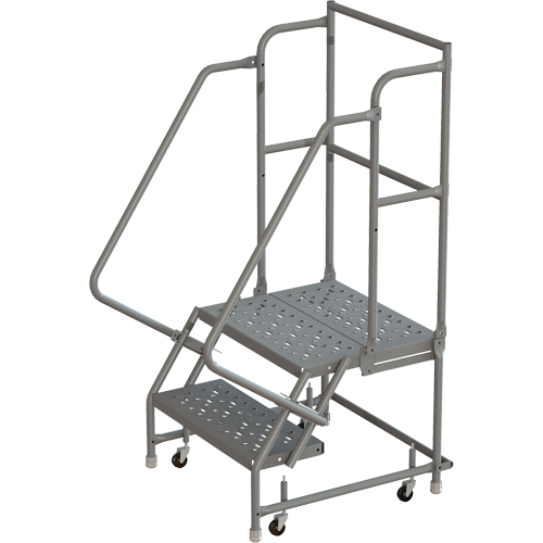 Deep Top Step Rolling Ladder, 2 Steps, 16" Step Width, 20" Platform Height, Steel Distribution Industrielle GC