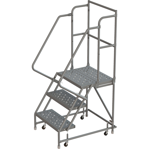 Escabeaux roulants &agrave; dessus profond, 3 marches, Largeur de la marche 16", Hauteur de la plateforme 30", Acier Distribution Industrielle GC