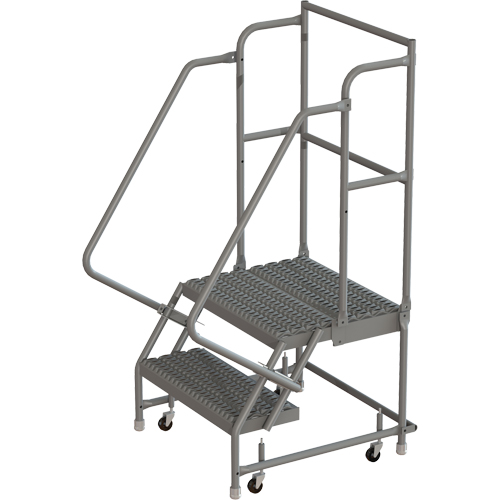 Deep Top Step Rolling Ladder, 2 Steps, 16" Step Width, 20" Platform Height, Steel Distribution Industrielle GC