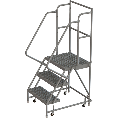Deep Top Step Rolling Ladder, 3 Steps, 16" Step Width, 30" Platform Height, Steel Distribution Industrielle GC