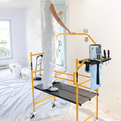 nsemble d'&eacute;chafaudage &agrave; montant de s&eacute;curit&eacute; & tablette pour outils de 4' Jobsite Series, Cadre Acier, 49-1/2" p x 57-3/4" h Distribution Industrielle GC