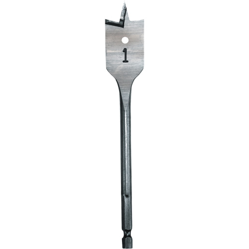 Flat Boring Bit, 1" Diameter, 1/4" Hex Shank, 6" Length Distribution Industrielle GC