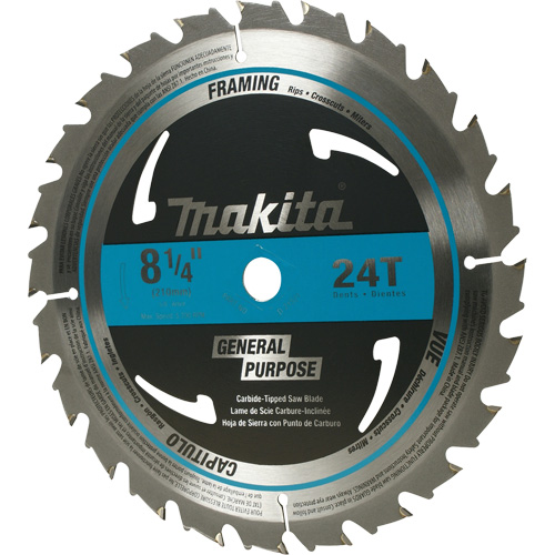 Lame de scie circulaire pour charpente &agrave; pointes au carbure, 8-1/4", 24 dents, Pour Bois Distribution Industrielle GC