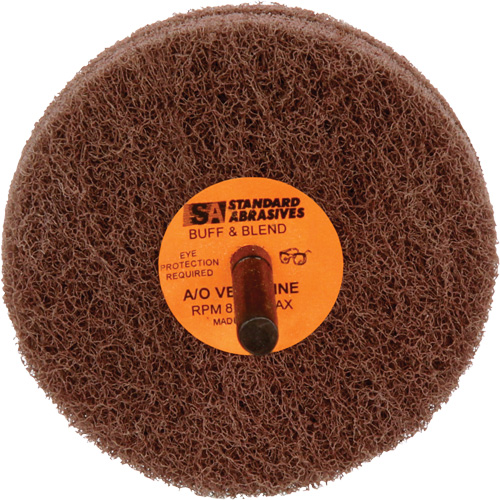 Meule de polissage et lissage Buff & Blend de 2 plis Standard Abrasives, 3" dia. x 2" la, Arbre 1/4", Oxyde d'aluminium Distribution Industrielle GC