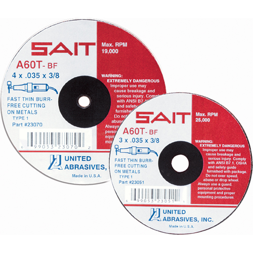 Cut-Off Wheel, 4" x 0.045", 5/8" Arbor, Type 27, Aluminum Oxide, 13500 RPM Distribution Industrielle GC