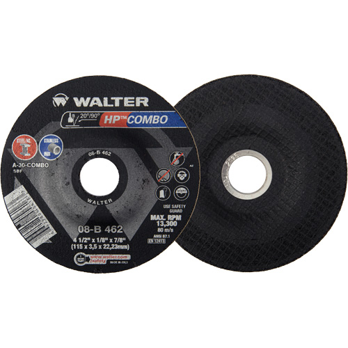 HP Combo Depressed Center Combination Wheel, 4-1/2" x 1/8", 7/8" Arbor, Type 27 Distribution Industrielle GC