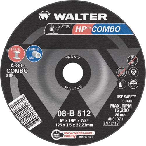 HP Combo Depressed Center Combination Wheel, 5" x 1/8", 7/8" Arbor, Type 27 Distribution Industrielle GC
