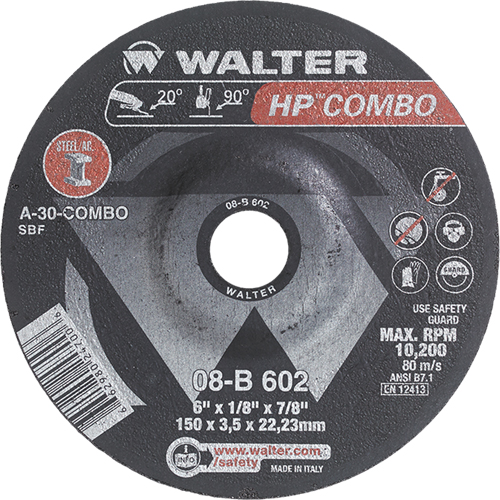 HP Combo Depressed Center Combination Wheel, 6" x 1/8", 7/8" Arbor, Type 27 Distribution Industrielle GC