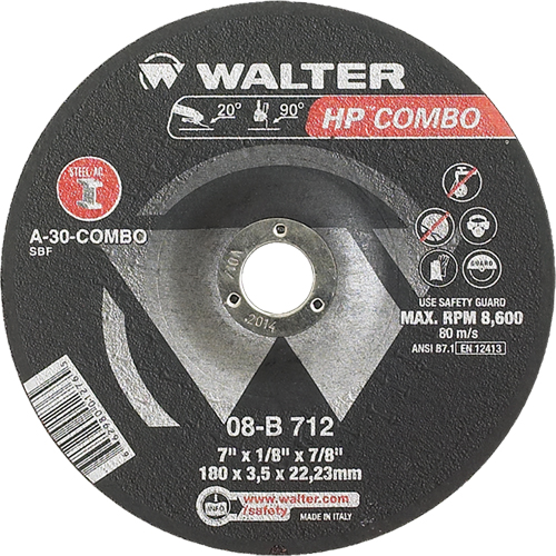 HP Combo Depressed Center Combination Wheel, 7" x 1/8", 7/8" Arbor, Type 27 Distribution Industrielle GC