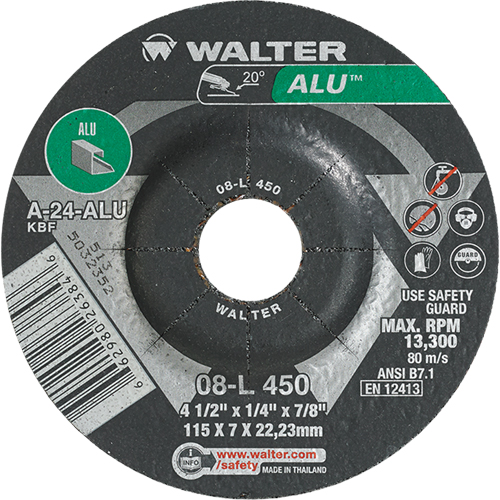 Meules en aluminium &agrave; moyeu d&eacute;port&eacute;, 4-1/2" x 1/4", Arbre 7/8", Type 27 Distribution Industrielle GC