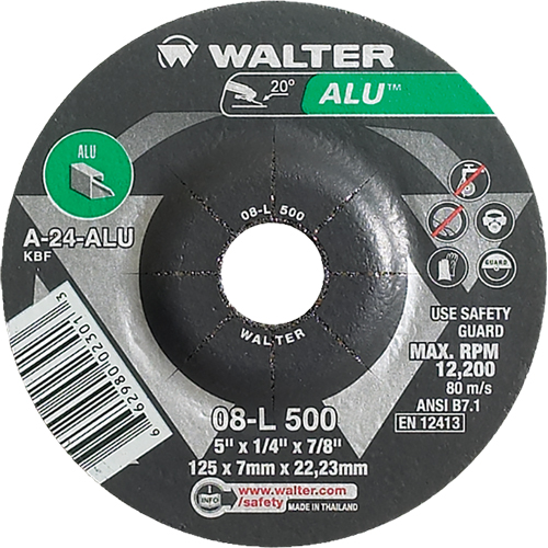 Meules en aluminium &agrave; moyeu d&eacute;port&eacute;, 5" x 1/4", Arbre 7/8", Type 27 Distribution Industrielle GC