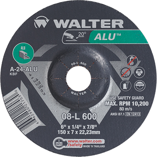 Meules en aluminium &agrave; moyeu d&eacute;port&eacute;, 6" x 1/4", Arbre 7/8", Type 27 Distribution Industrielle GC