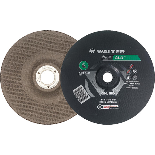 Meules en aluminium &agrave; moyeu d&eacute;port&eacute;, 9" x 1/4", Arbre 7/8", Type 27 Distribution Industrielle GC