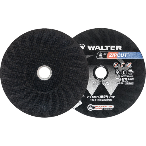 Zipcut Reinforced Cut-Off Wheel, 7" x 1/16", 7/8" Arbor, Type 1, Aluminum Oxide, 8600 RPM Distribution Industrielle GC