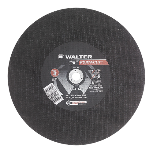 Meule &agrave; tronçonner rapide en acier inoxydable Portacut, 14" x 1/8", Arbre de 3/4", Type 1, Oxyde d'aluminium, 5400 Tr/min Distribution Industrielle GC