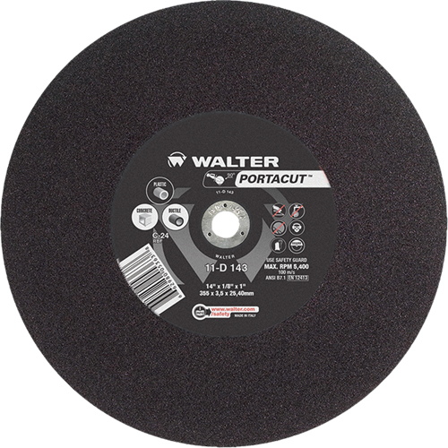 Portacut High Speed Cut-Off Wheel, 14" x 1/8", 1" Arbor, Type 1, Silicon Carbide, 5400 RPM Distribution Industrielle GC