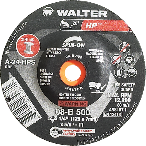 HP Spin-On Grinding Wheel, 5" x 1/4", 5/8"-11 Arbor, Type 27S Distribution Industrielle GC