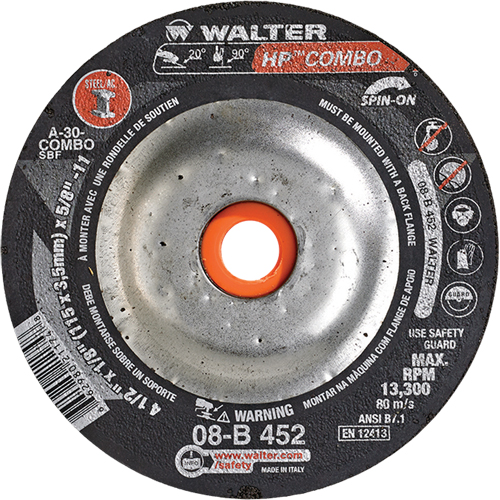 HP Combo Spin-On Combination Wheel, 4-1/2" x 1/8", 5/8"-11 Arbor, Type 27S Distribution Industrielle GC