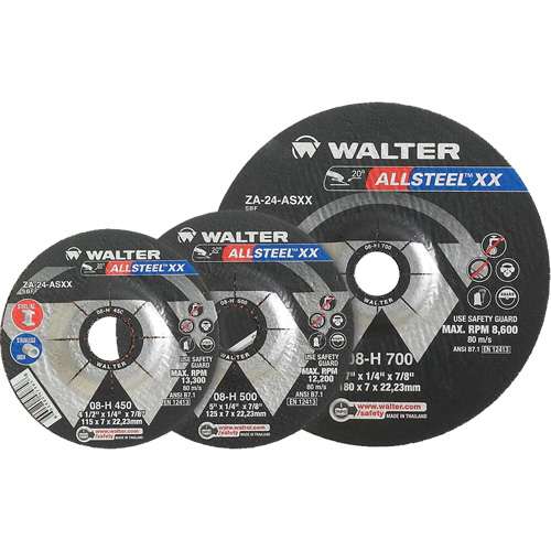 Meules &agrave; moyeu d&eacute;port&eacute; ALLSTEEL Xtra, 9" x 1/4", Arbre 7/8", Type 27 Distribution Industrielle GC