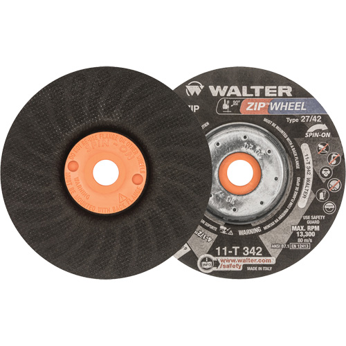 Meules &agrave; tronçonner renforc&eacute;es Zipcut vissables pour scies circulaires, 4-1/2" x 7/8", Arbre de 5/8"-11, Type 27, Oxyde d'aluminium, 13 300 Tr/min Distribution Industrielle GC