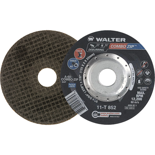 Meules &agrave; tronçonner renforc&eacute;es pour meuleuse &agrave; angle droit - Combo Zip, 5" x 5/64", Arbre de 7/8", Type 27 Distribution Industrielle GC